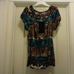 BEAUTIFUL BOHO GIRL BLUES & BROWNS SWEET BLOUSE BY PERCEPTIONS 1 X